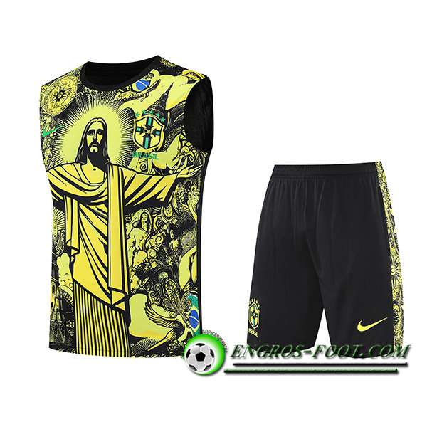 Ensemble Training Debardeur Brésil Enfant Jaune/Noir 2025/2026
