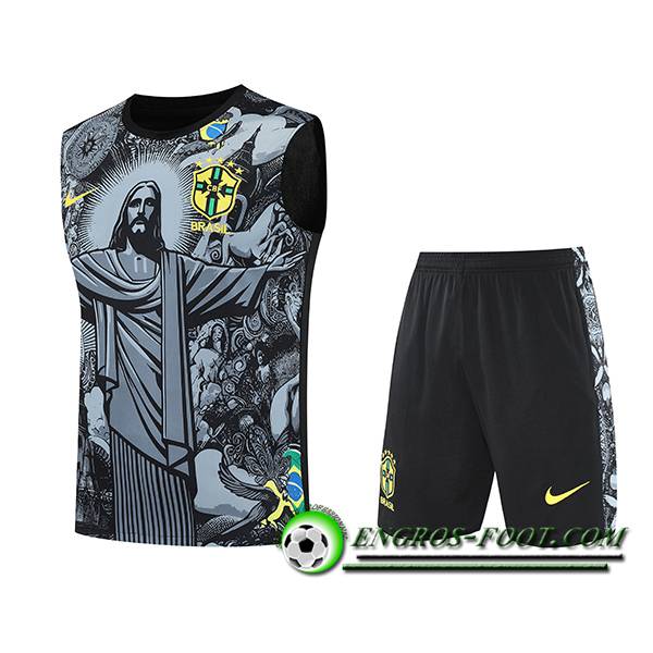 Ensemble Training Debardeur Brésil Enfant Gris/Noir 2025/2026