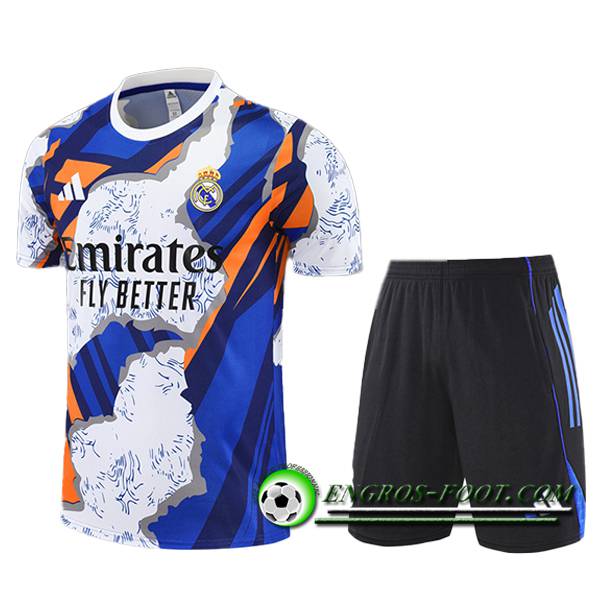 Ensemble Training T-Shirts Real Madrid Enfant Blanc/Bleu/Orange 2025/2026