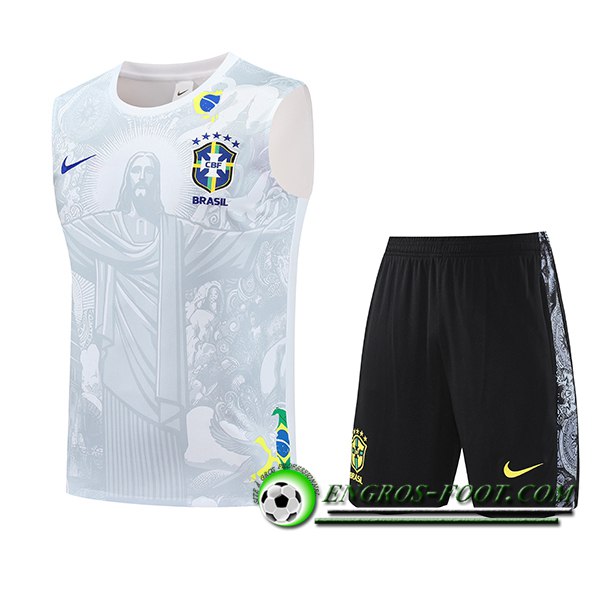 Ensemble Training Debardeur Brésil Blanc/Gris 2025/2026