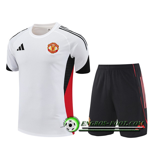Ensemble Training T-Shirts Manchester United Blanc/Noir/Rouge 2025/2026 -02