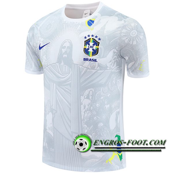 Training T-Shirts Brésil Blanc/Gris 2025/2026