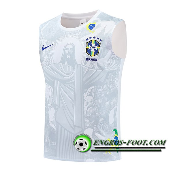Training Debardeur Brésil Blanc/Gris 2025/2026