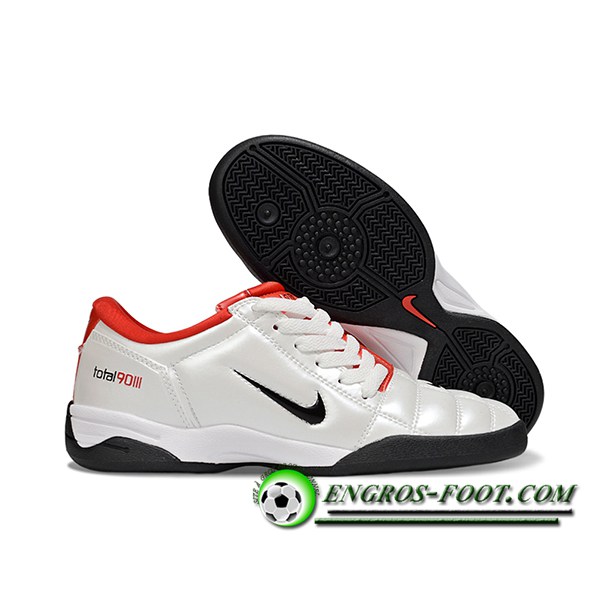 Nike Chaussures de Foot T90 IC Blanc/Rouge/Noir