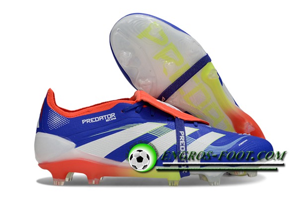 Adidas Chaussures de Foot 25 Predator Elite Tongue FG Bleu/Blanc/Orange