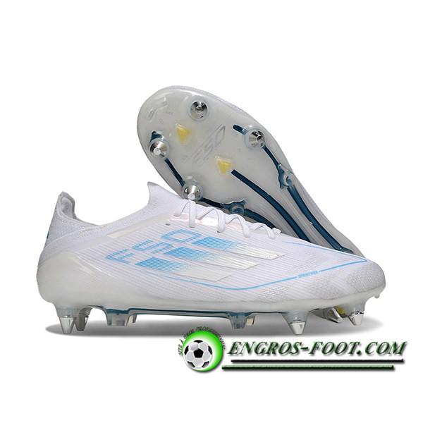 Adidas Chaussures de Foot F50 Elite SG Blanc/Bleu
