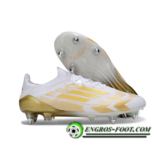 Adidas Chaussures de Foot F50 Elite SG Blanc/Jaune -02