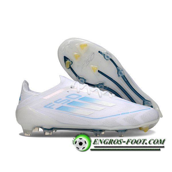 Adidas Chaussures de Foot F50 Elite FG Blanc/Bleu