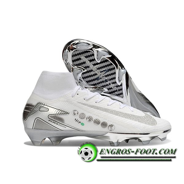 Nike Chaussures de Foot Air Zoom Mercurial Superfly IIX Elite FG Blanc/Gris