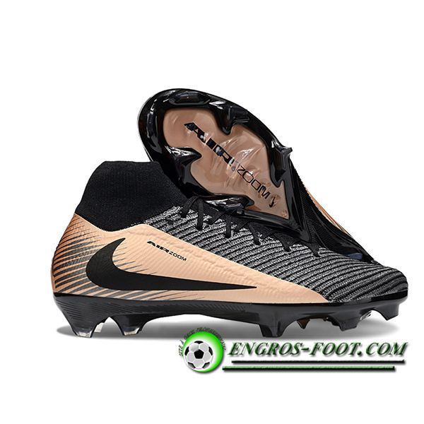 Nike Chaussures de Foot Air Zoom Mercurial Superfly IIX Elite FG Noir/Gris/Brun