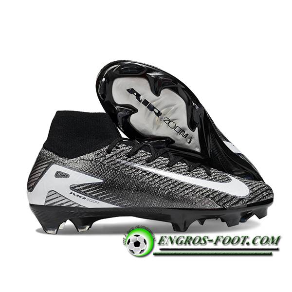 Nike Chaussures de Foot Air Zoom Mercurial Superfly IIX Elite FG Noir/Gris/Blanc