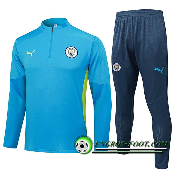 Ensemble Survetement de Foot Foot Manchester City Bleu/Vert 2025/2026