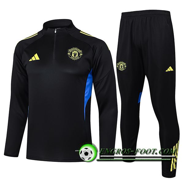 Ensemble Survetement de Foot Foot Manchester United Noir/Bleu/Jaune 2025/2026