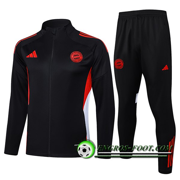 Ensemble Survetement de Foot Veste Foot Bayern Munich Noir/Rouge/Blanc 2025/2026