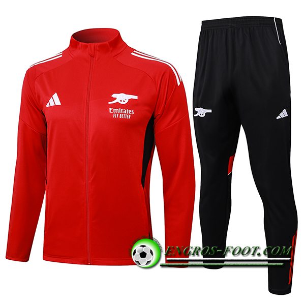 Ensemble Survetement de Foot Veste Foot Arsenal Rouge 2025/2026