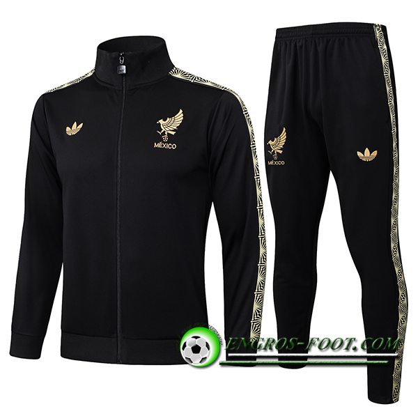 Ensemble Survetement de Foot Veste Foot Mexique Noir/Jaune 2025/2026 -02