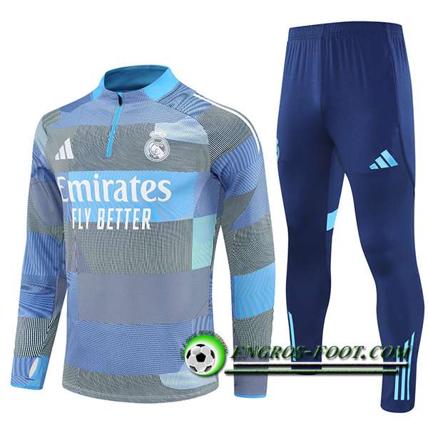Ensemble Survetement de Foot Foot Real Madrid Bleu Clair 2025/2026