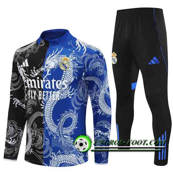 Ensemble Survetement de Foot Foot Real Madrid Noir/Bleu/Blanc 2025/2026