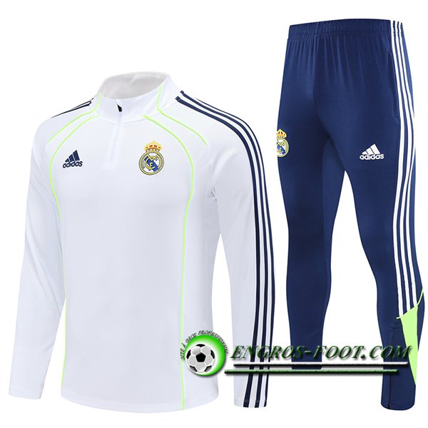 Ensemble Survetement de Foot Foot Real Madrid Blanc/Bleu/Vert 2025/2026
