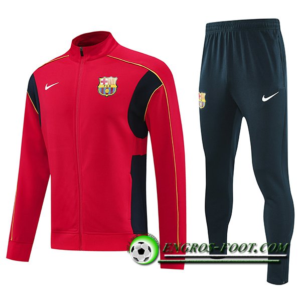 Ensemble Survetement de Foot Veste Foot FC Barcelone Rouge/Noir/Jaune 2025/2026