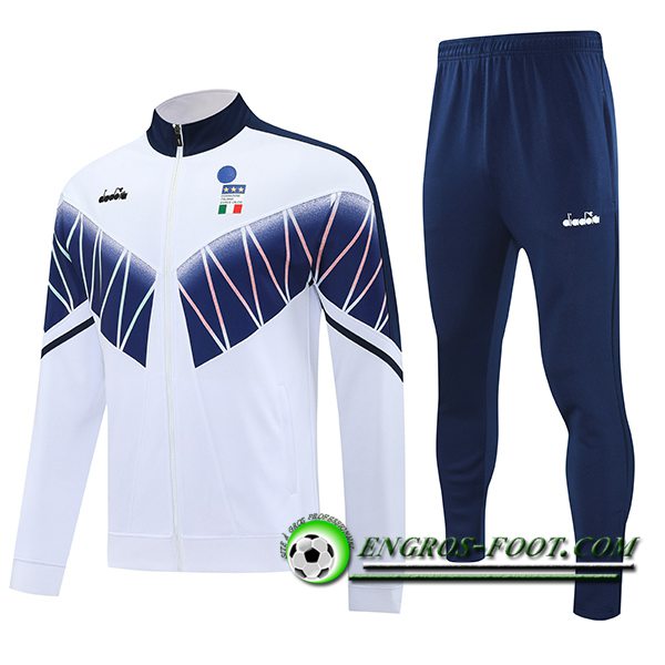 Ensemble Survetement de Foot Veste Foot Italie Blanc/Bleu 2025/2026