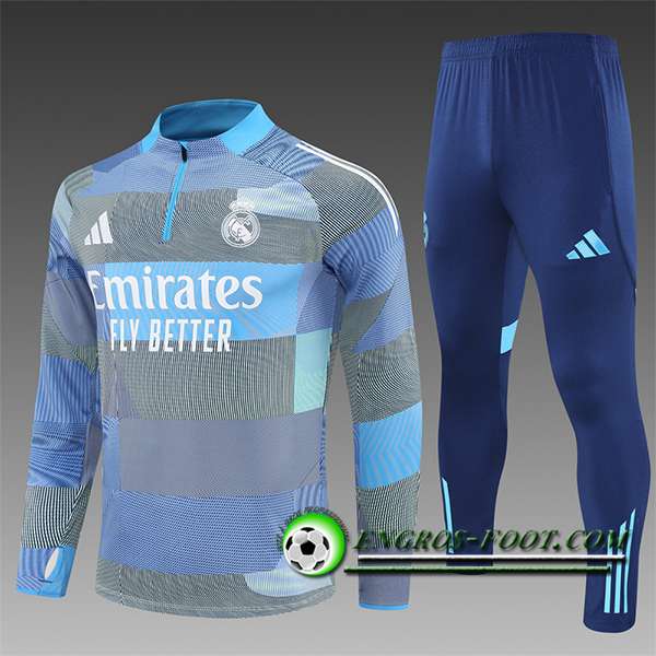 Ensemble Survetement de Foot Foot Real Madrid Enfant Bleu Clair 2025/2026
