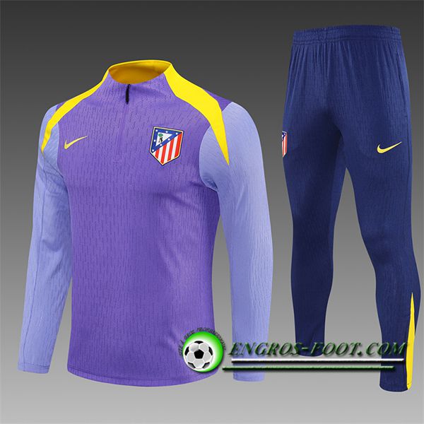 Ensemble Survetement de Foot Foot Atletico Madrid Enfant Pourpre/Jaune 2025/2026