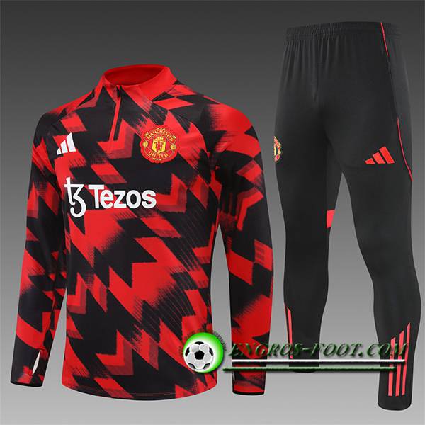 Ensemble Survetement de Foot Foot Manchester United Enfant Rouge/Noir 2025/2026