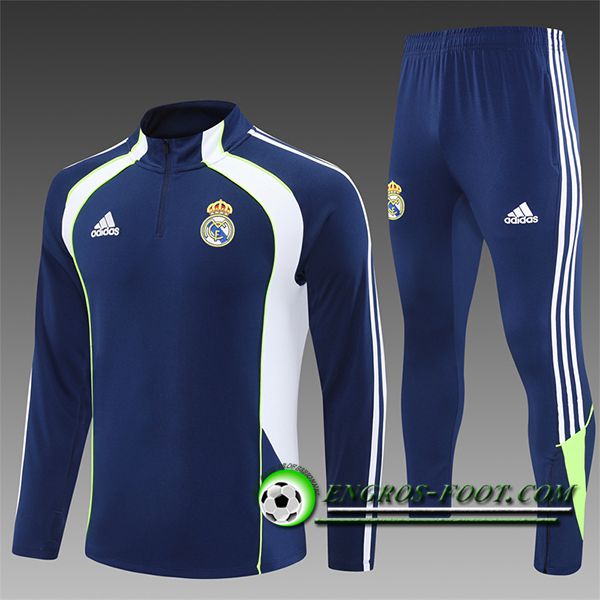 Ensemble Survetement de Foot Foot Real Madrid Enfant Bleu/Blanc/Vert 2025/2026