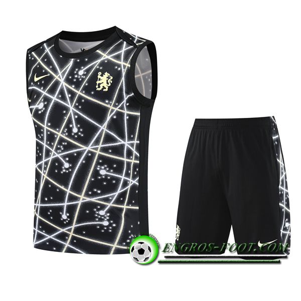 Ensemble Training Debardeurs FC Chelsea Enfant Noir/Blanc 2025/2026