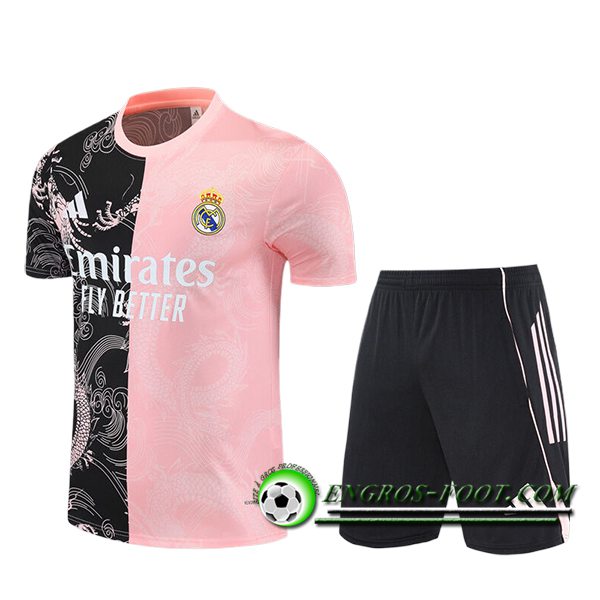 Ensemble Training T-Shirts Real Madrid Enfant Noir/Rose/Blanc 2025/2026
