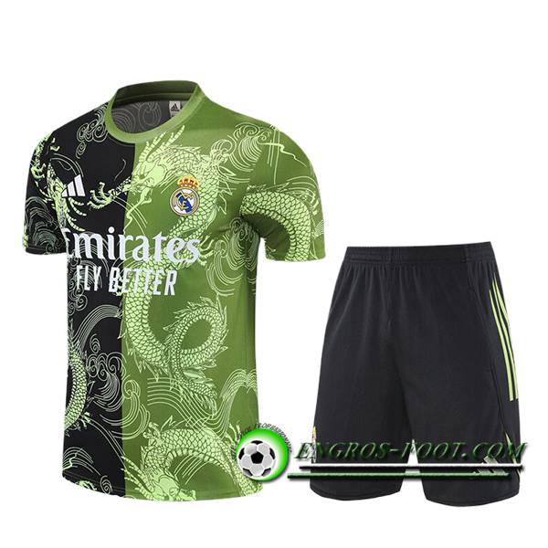 Ensemble Training T-Shirts Real Madrid Enfant Noir/Vert/Blanc 2025/2026