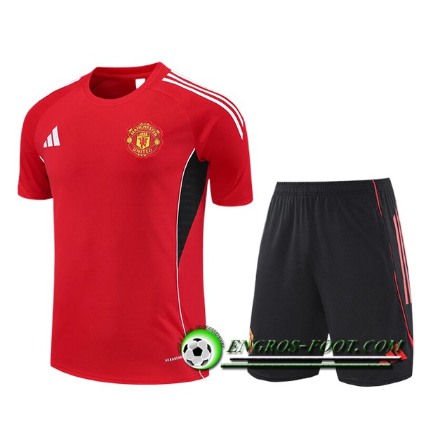 Ensemble Training T-Shirts Manchester United Enfant Rouge/Noir 2025/2026 -02