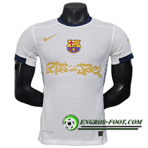 Nouveau Maillot de Foot FC Barcelone x Travis Scott Blanc 2024/2025