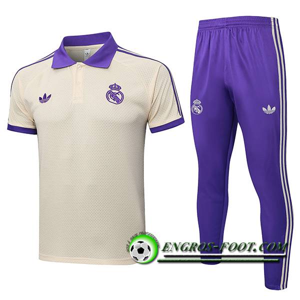 Ensemble Polo Foot Real Madrid Beige/Pourpre 2025/2026