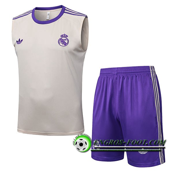Ensemble Training Debardeurs Real Madrid Beige/Pourpre 2025/2026