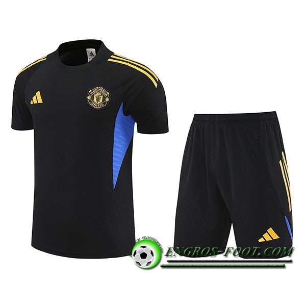Ensemble Training T-Shirts Manchester United Noir/Jaune/Bleu 2025/2026 -02