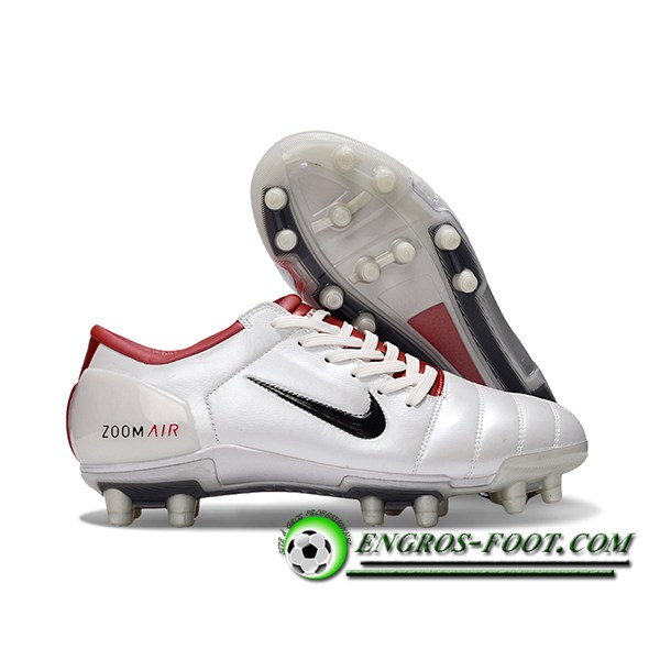 Nike Chaussures de Foot T90 FG Blanc/Rouge/Noir -02