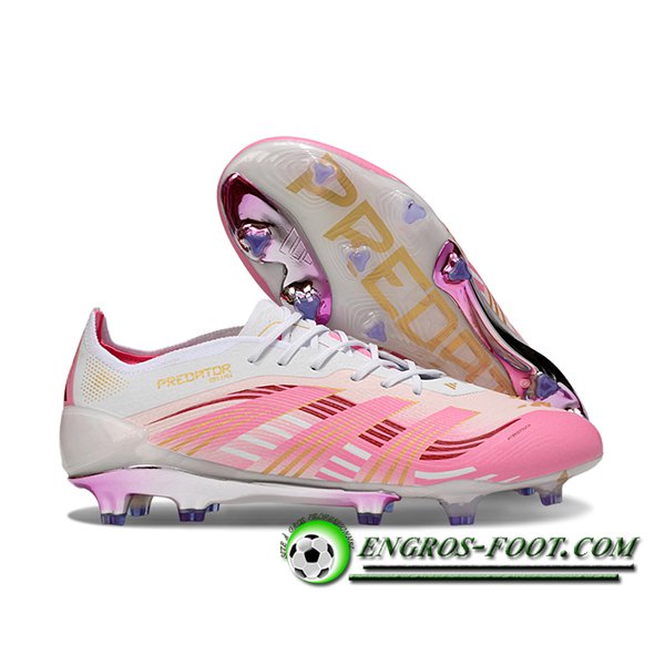 Adidas Chaussures de Foot 25 Predator Elite FG Rose/Blanc