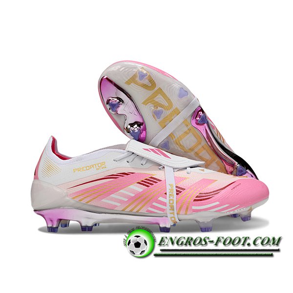 Adidas Chaussures de Foot 25 Predator Elite Tongue FG Rose/Blanc
