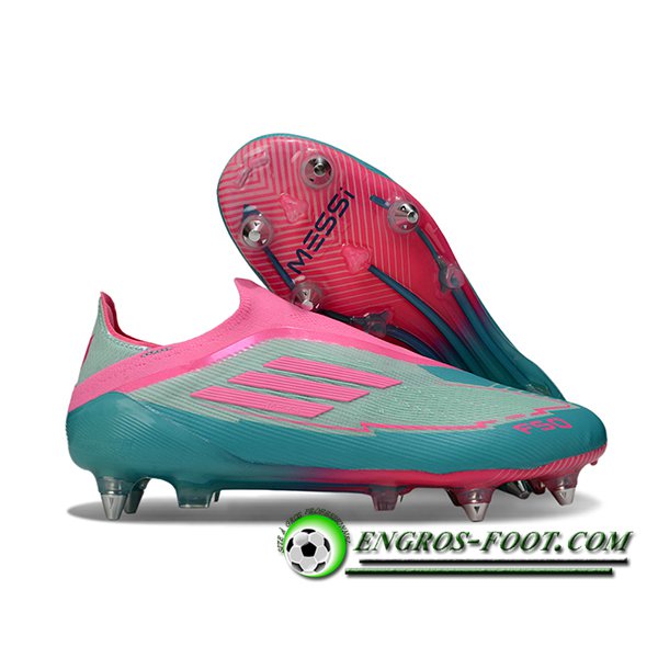 Adidas Chaussures de Foot F50 Elite Laceless SG Vert/Rose