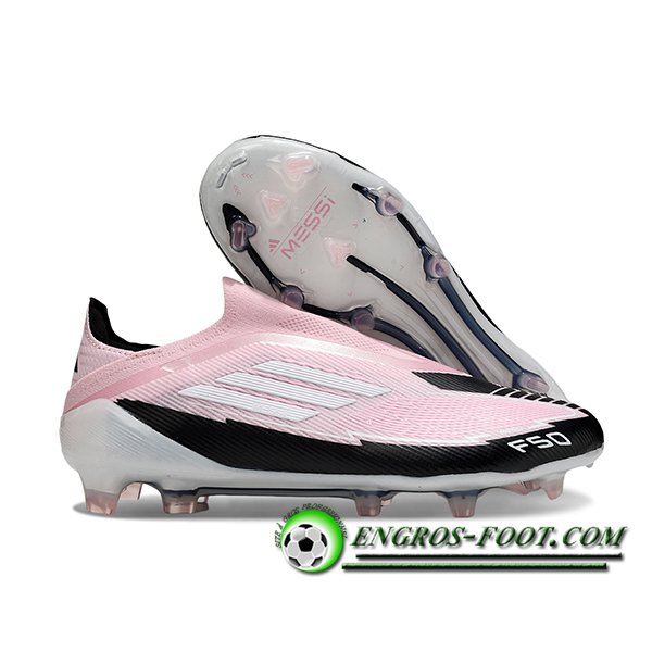 Adidas Chaussures de Foot F50 Elite Laceless FG Rose/Noir/Blanc