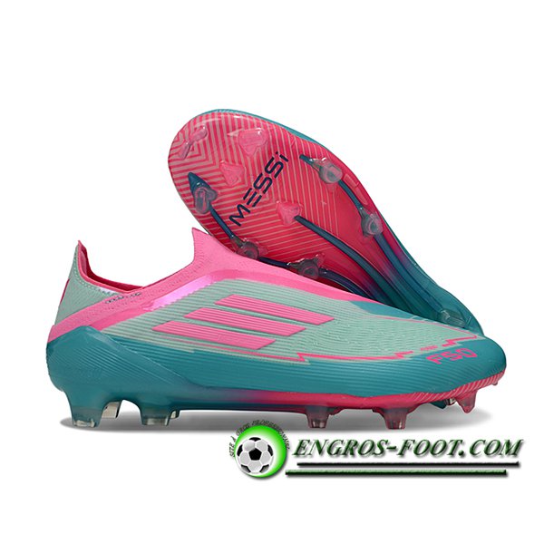 Adidas Chaussures de Foot F50 Elite Laceless FG Vert/Rose
