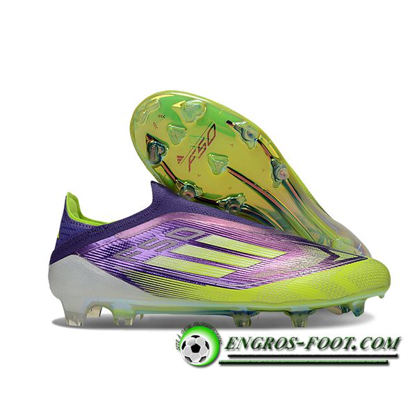 Adidas Chaussures de Foot F50 Elite Laceless FG Pourpre/Vert