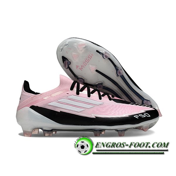 Adidas Chaussures de Foot F50 Elite FG Rose/Noir/Blanc -02