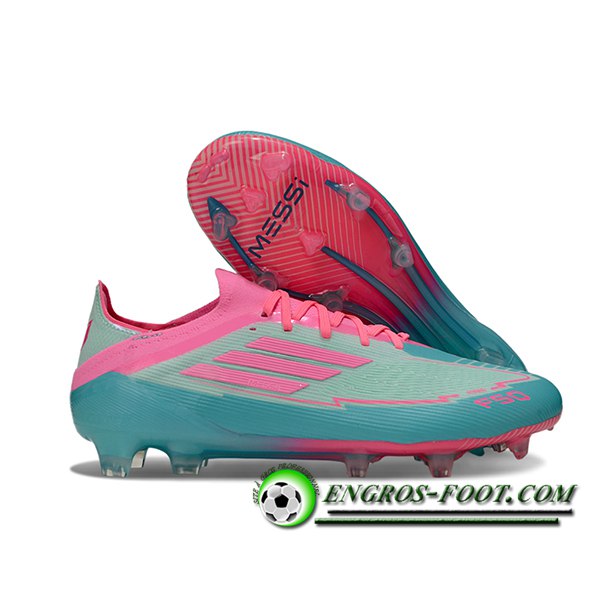 Adidas Chaussures de Foot F50 Elite FG Vert/Rose -02