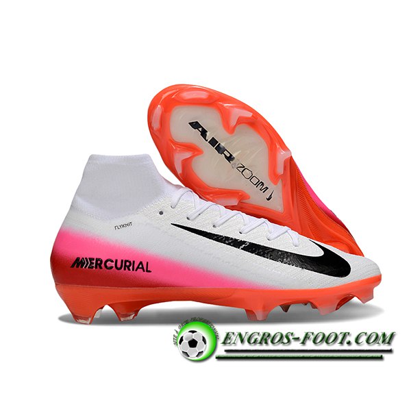 Nike Chaussures de Foot Air Zoom Mercurial Superfly IIX Elite FG Blanc/Noir/Rose/Orange