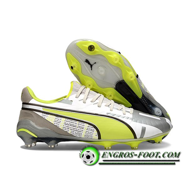 PUMA Chaussures de Foot KING FG/AG Blanc/Gris/Vert