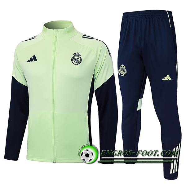 Ensemble Survetement de Foot Veste Real Madrid Vert/Bleu 2025/2026