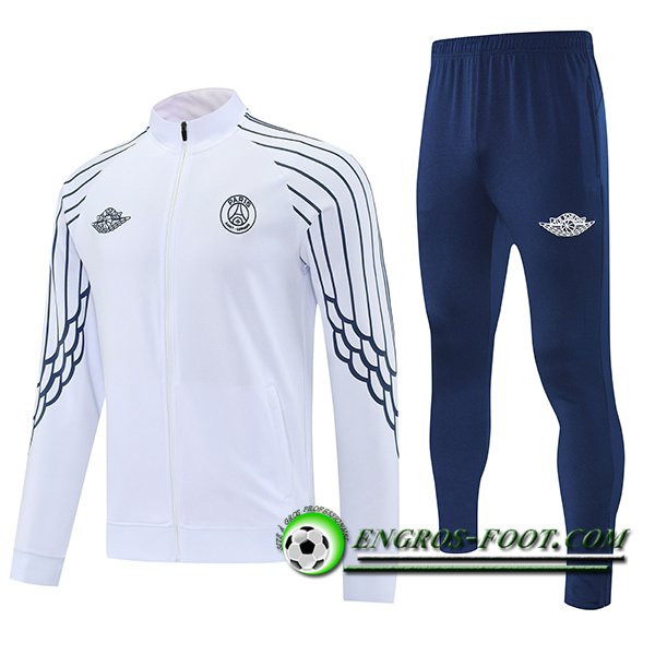 Ensemble Survetement de Foot Veste PSG Blanc/Bleu 2025/2026